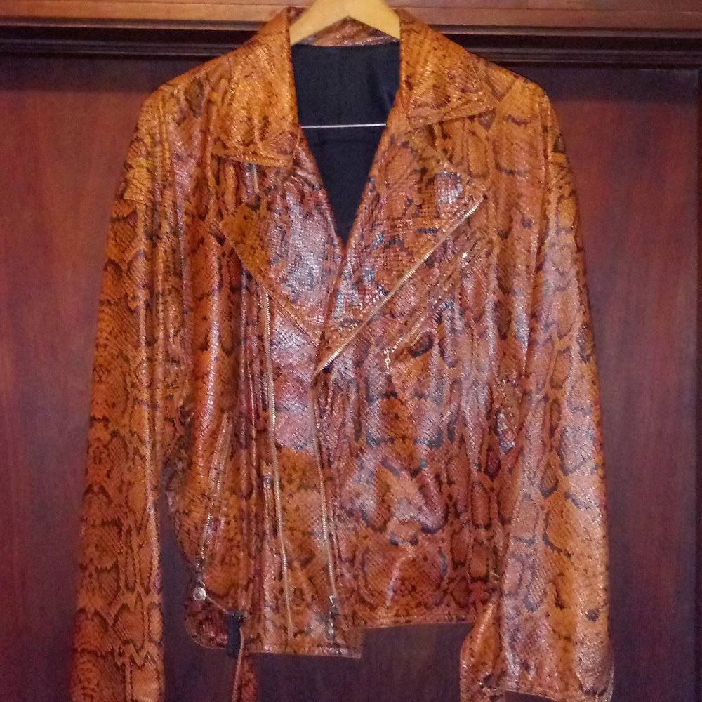 Gianni Versace Python Leather Biker Jacket